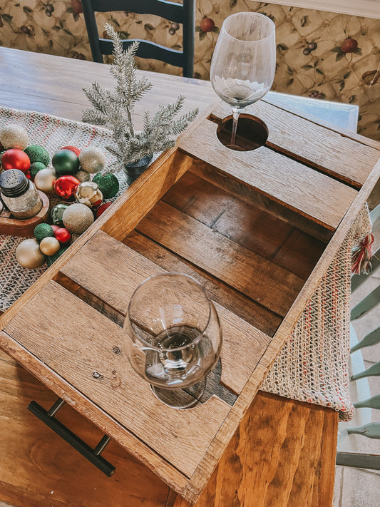 Picnic Tray with Wine Glass Holder