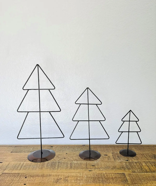 Mini Iron Christmas Trees, 3pc Set, Handmade - P-1