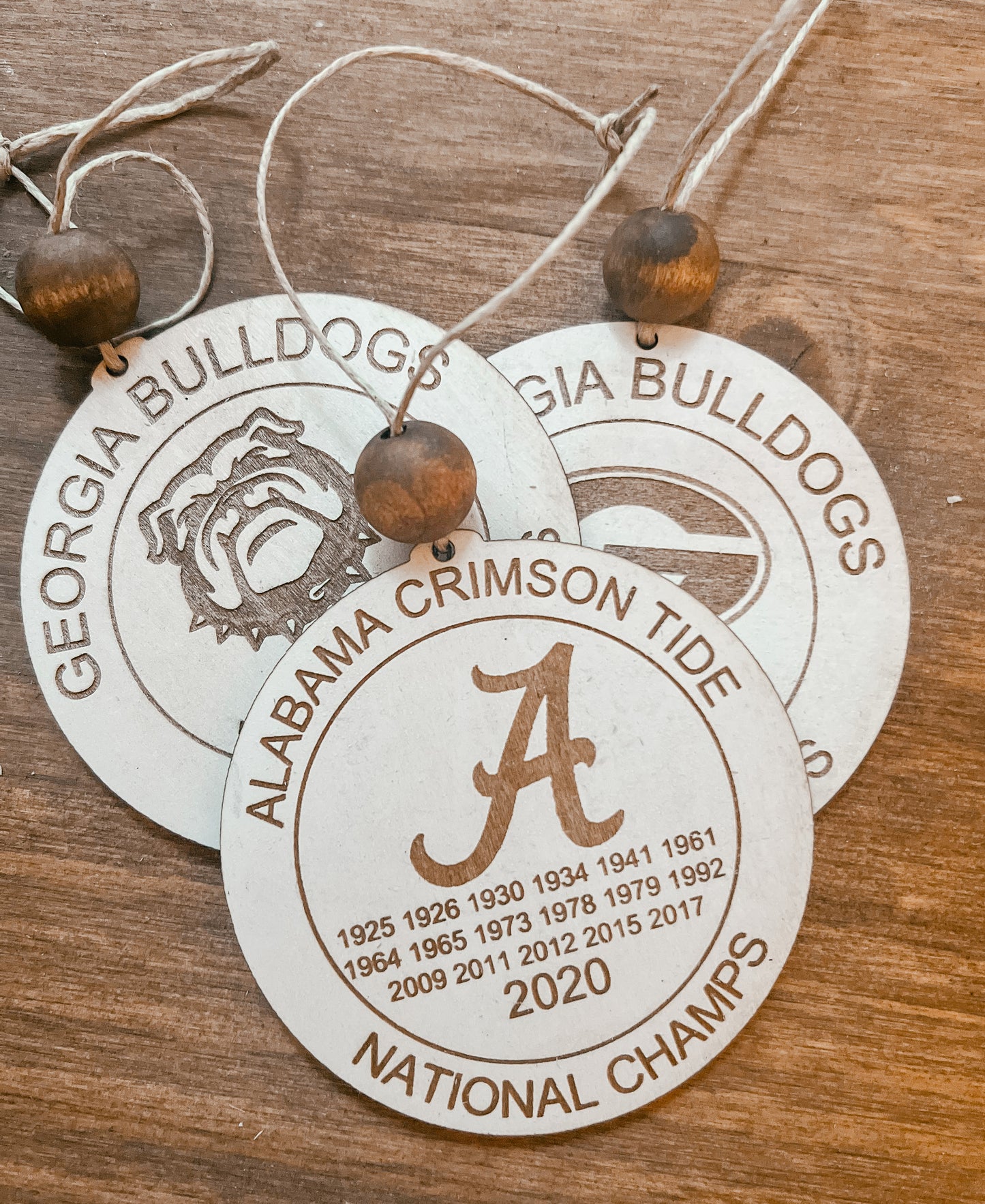 Vintage National Champion Christmas Ornaments