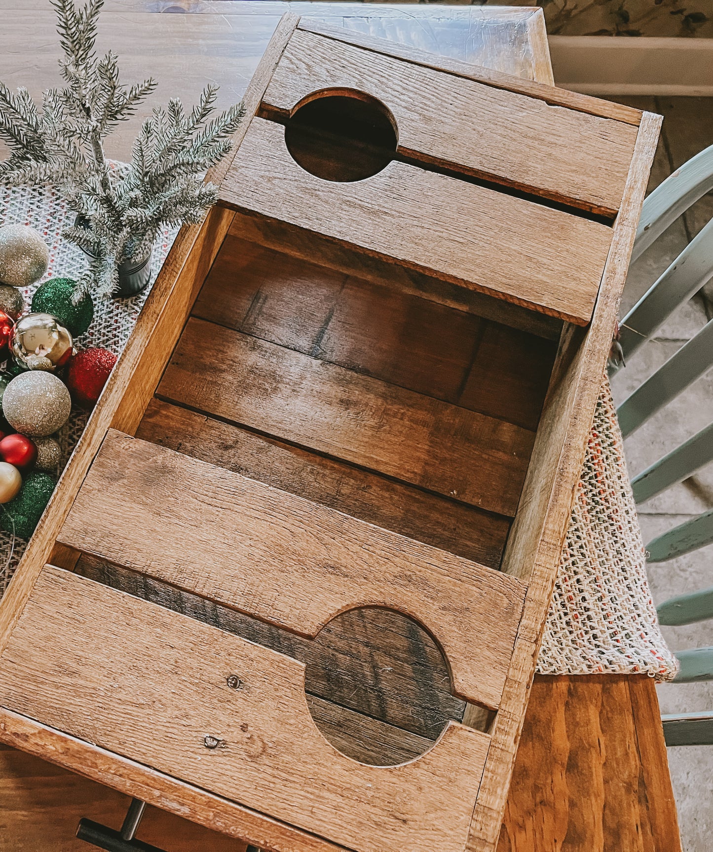 Picnic Tray with Wine Glass Holder