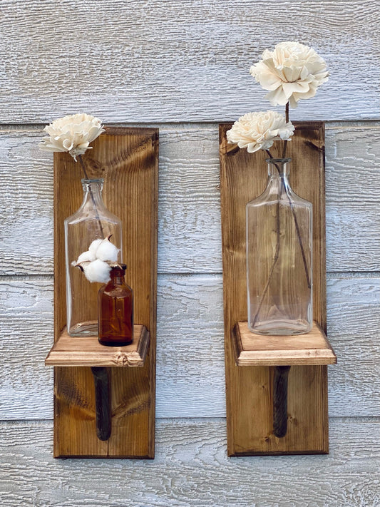 Pair of Wooden Wall Sconces