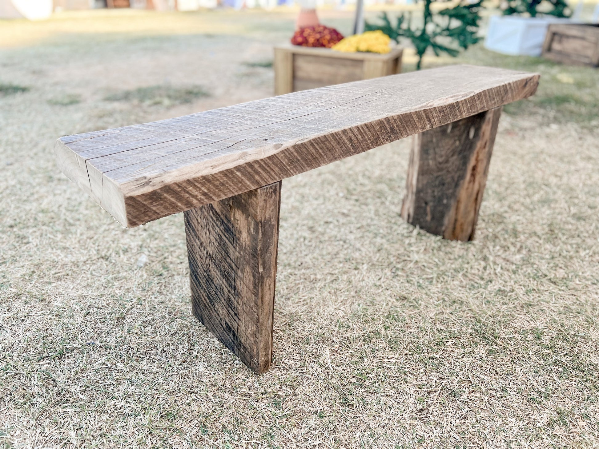 Squared Rustic Oak Bench - Main Image